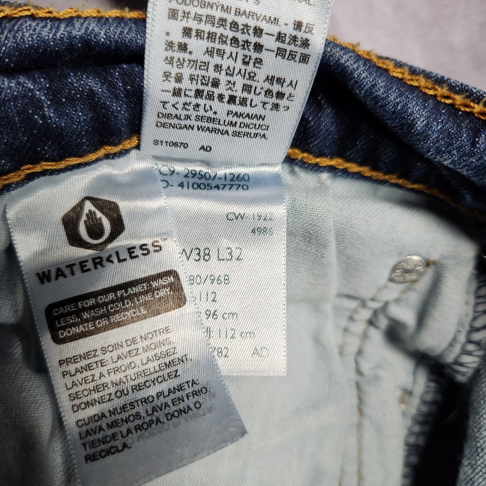 Levis 502 Regular Taper Mens Jeans size 36 38x32 Dark Wash Blue Stretch - Picture 13 of 16